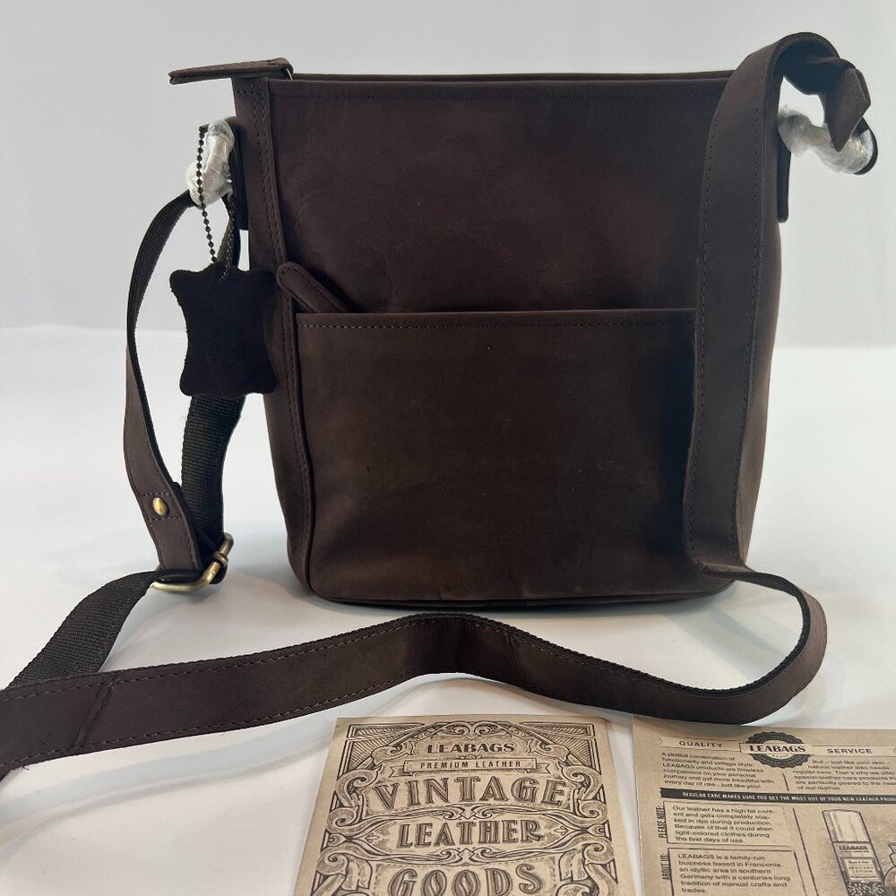 Leabags Vintage Leather Goods Crossbody Bag